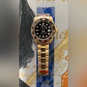 Men’s Luxury GMT Style Automatic Steel Watch Rose Gold “Root Beer” Colorway 41mm